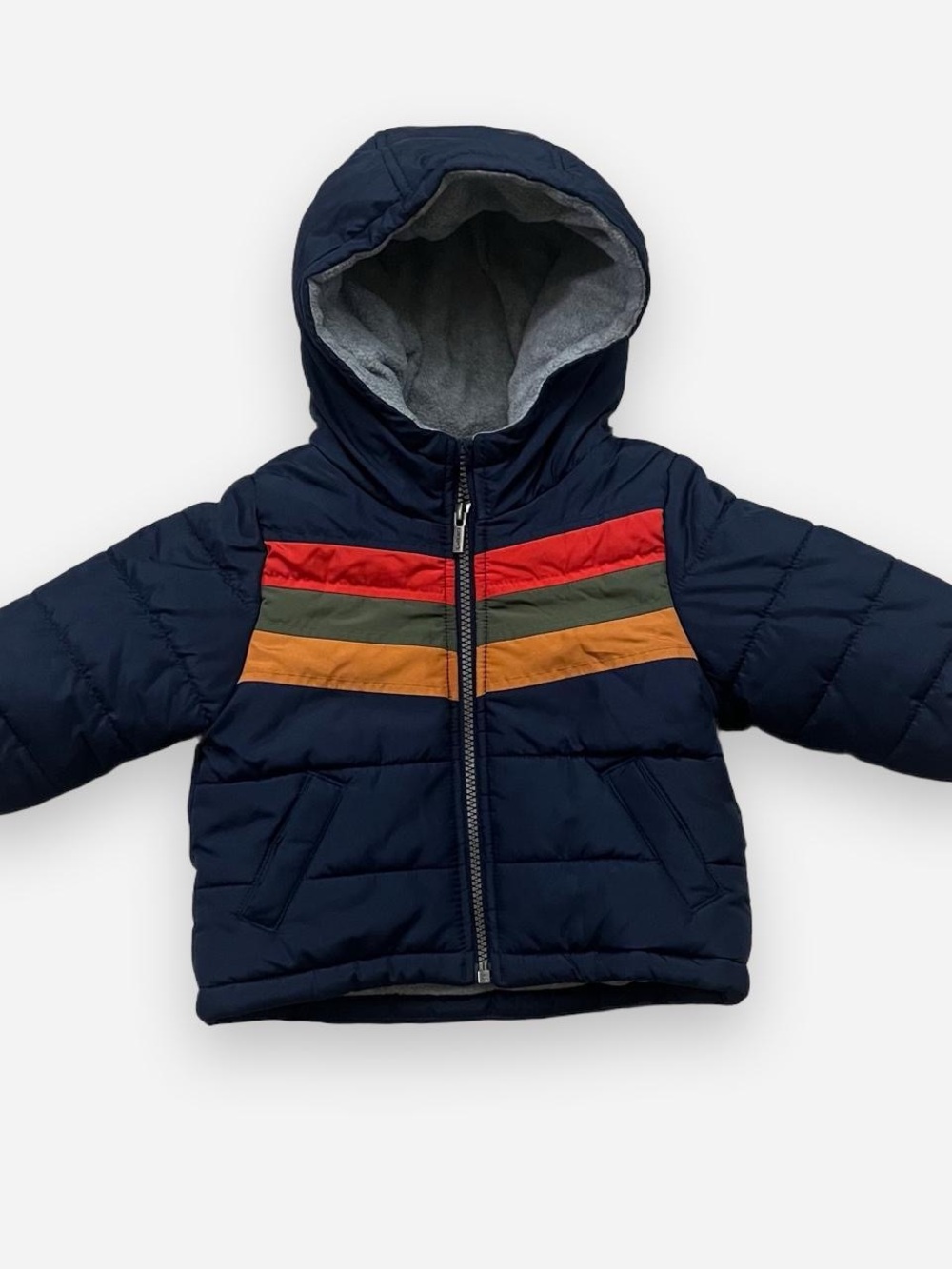 Carter’s Navy Colorblock Puffer Jacket with Fleece Lining
